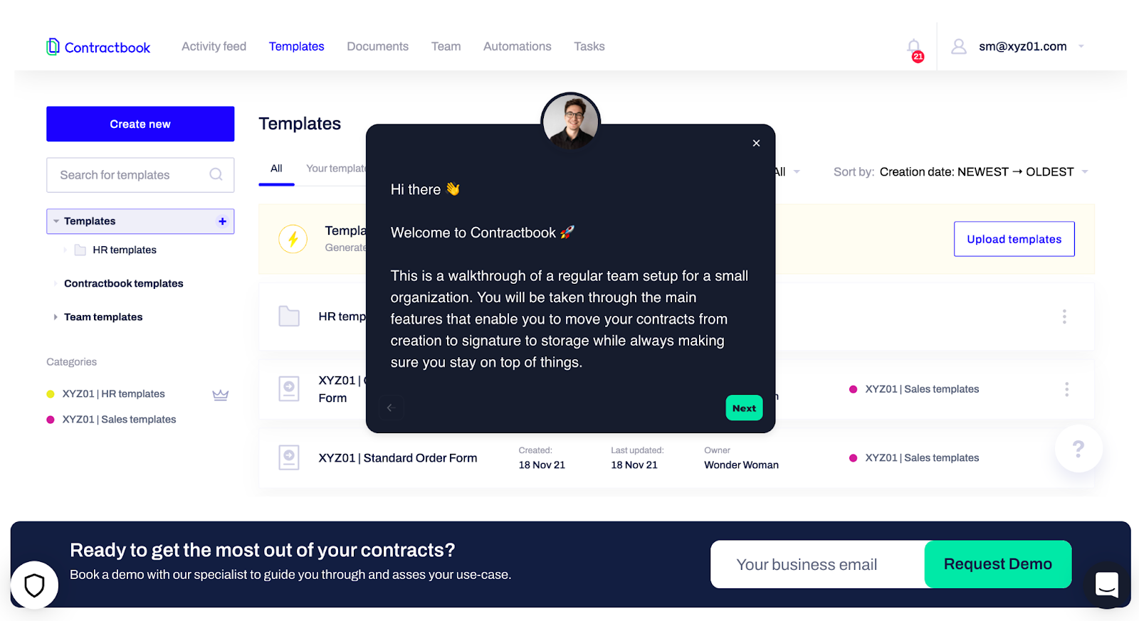 contractbook demo example welcome
