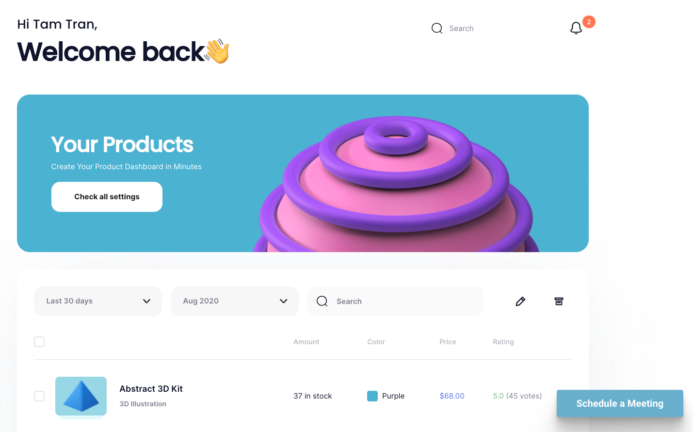 hovering CTA button on product demo example