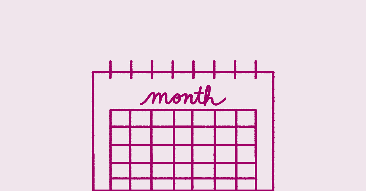 Simple hand-drawn illustration of a calendar with the word "month" at the top