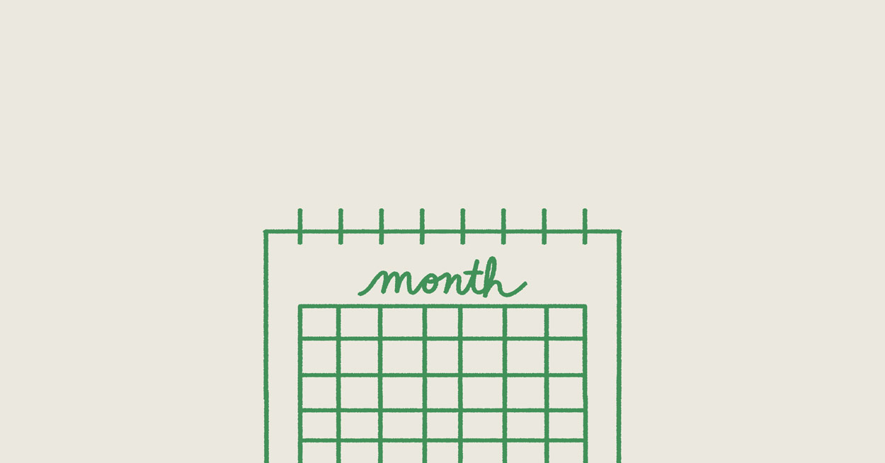 Illustration of simple green environmental calendar