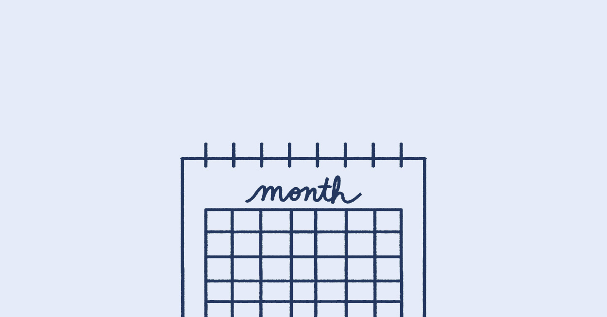 Illustration of simple blue animal holidays calendar
