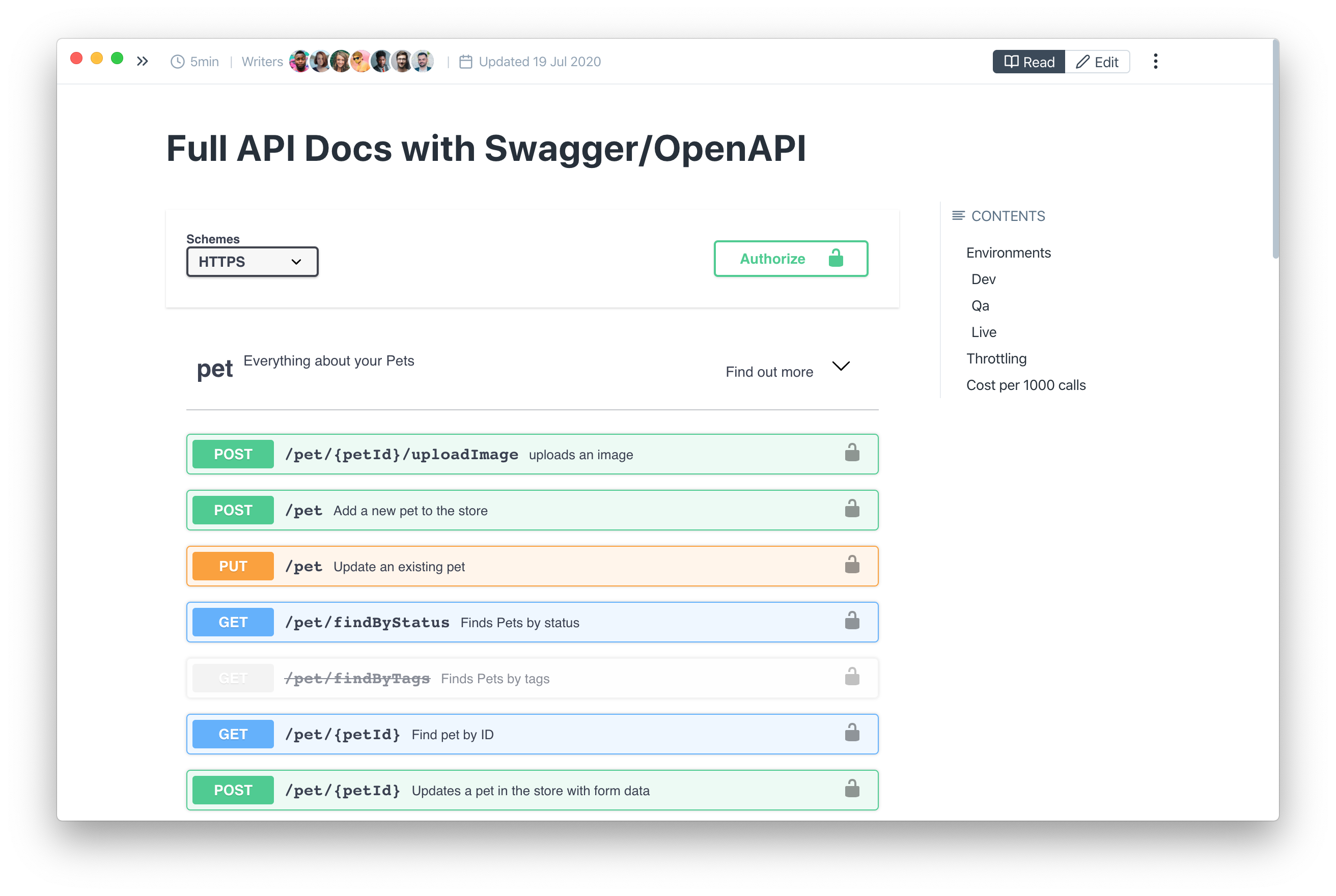 API documentation for developers