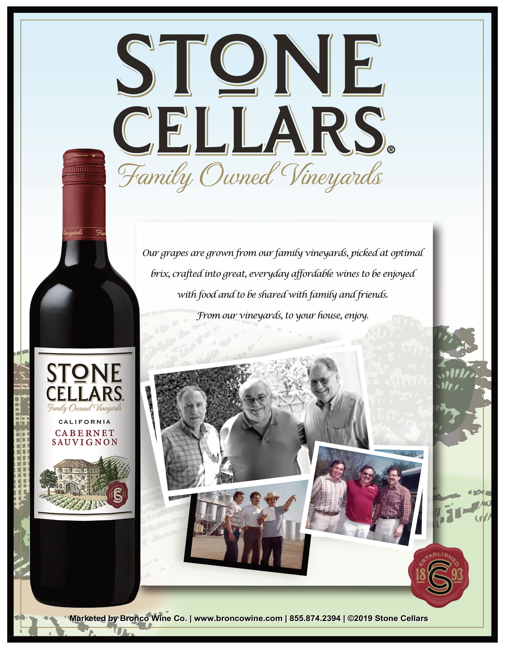 Stone Cellars Family wine tech sheet sample
