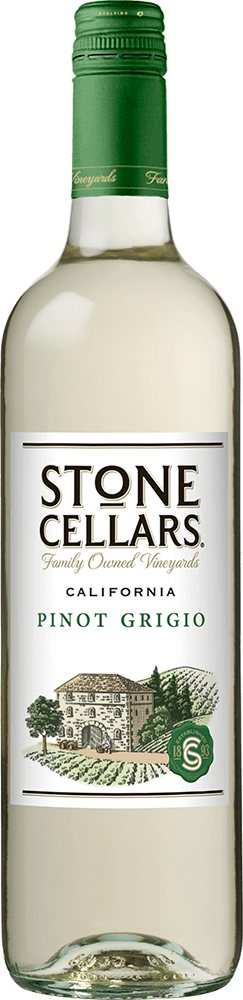 Stone Cellars Pinot Grigio white wine bottle with green capsule and front label
