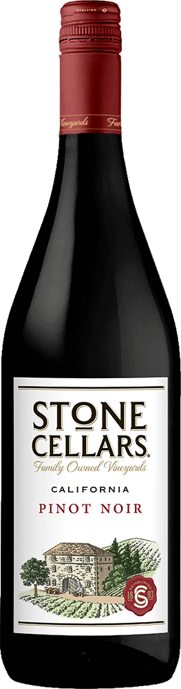 Stone Cellars Pinot Noir wine bottle with front label and wine capsule