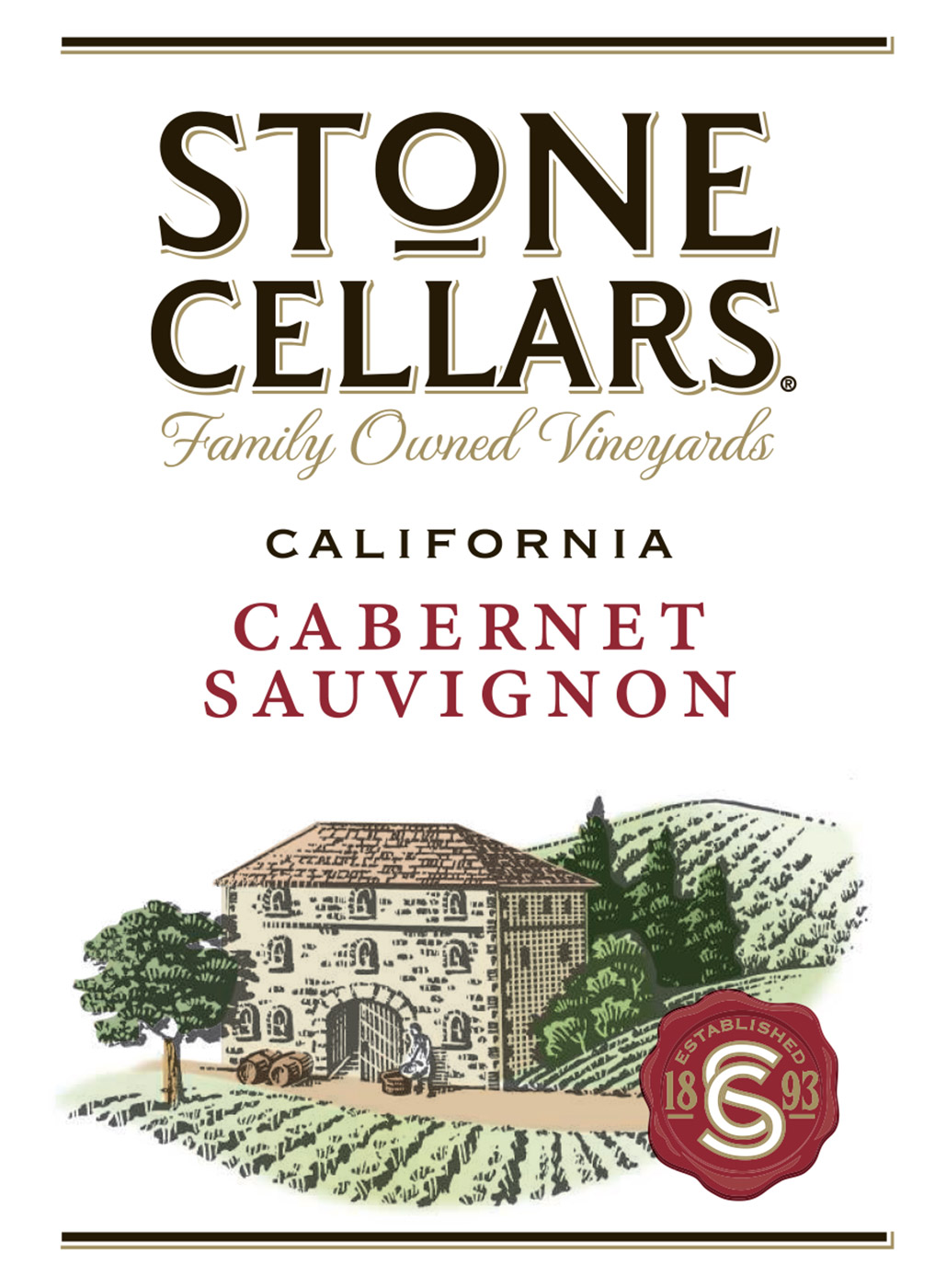 Stone Cellars brand Cabernet Sauvignon wine bottle front label sample