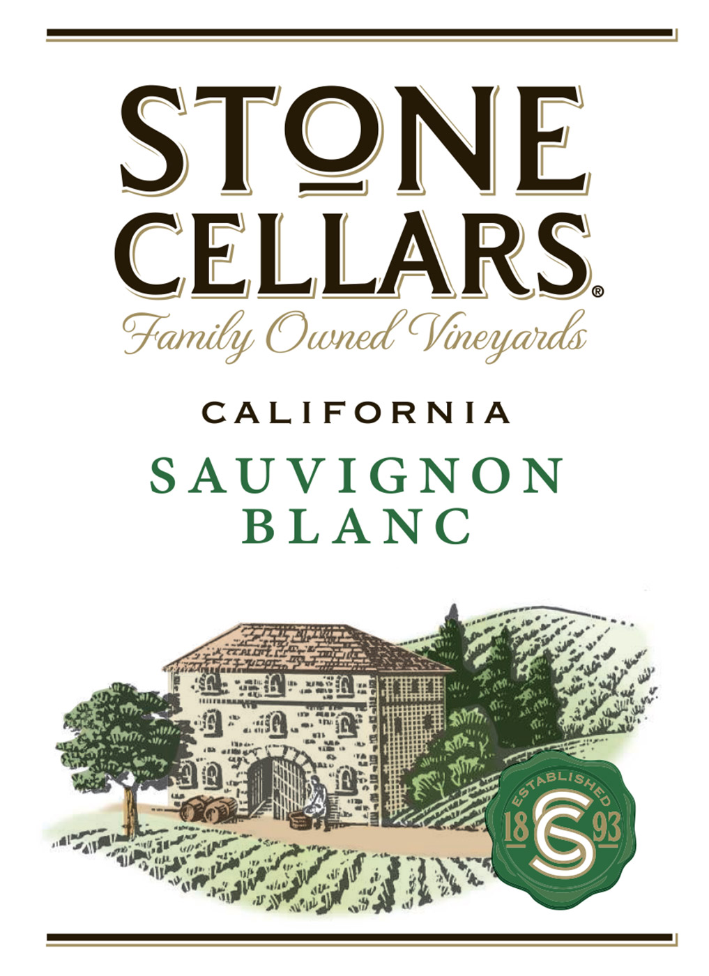 Stone Cellars brand Sauvignon Blanc wine bottle front label sample