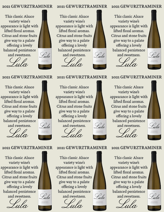 Lula Gewurztraminer Shelf Talker 9up PDF
