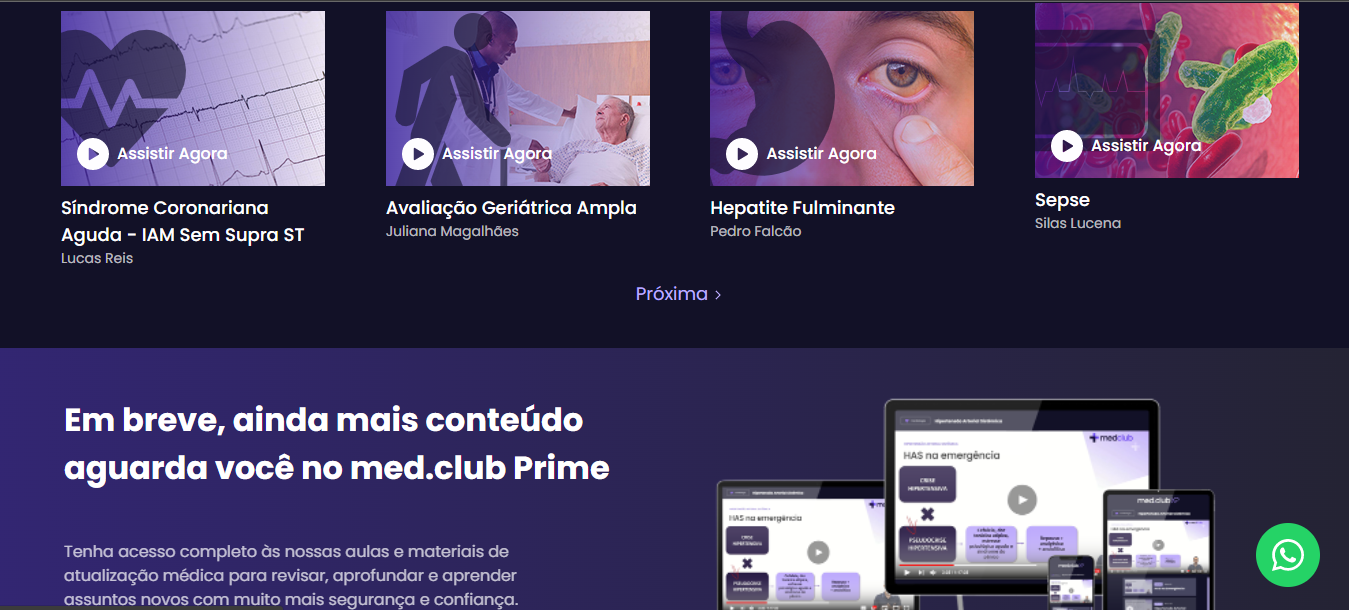 Interface da plataforma me.club XP. Foto: Reprodução/med.club XP