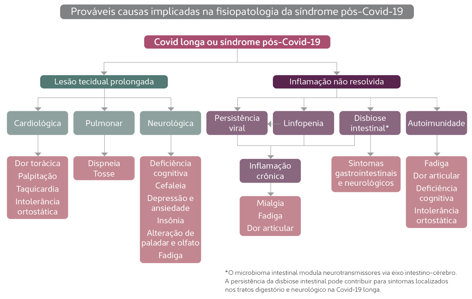 Principais sintomas da síndrome Pós-Covid. Fonte: Fleury (https://www.fleury.com.br/medico/artigos-cientificos/sindromepos-covid-19)