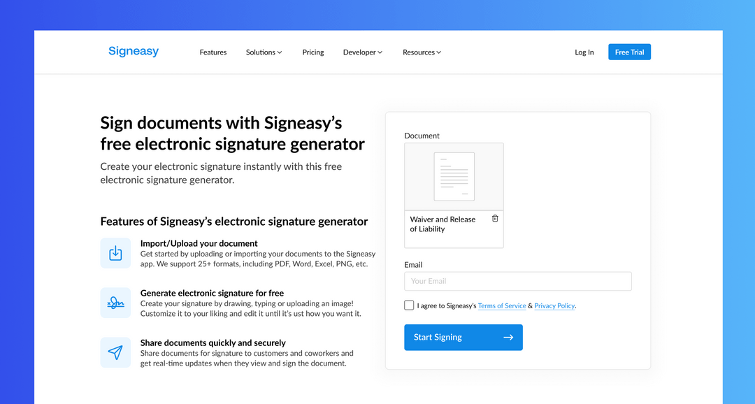 Free Electronic Signature Generator | Signeasy