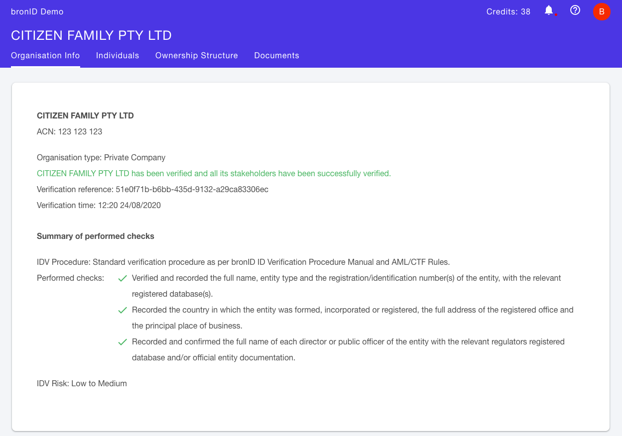 bronID KYB Results Compliance Procedure