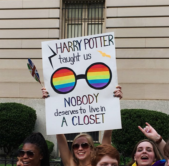 Gay pride sign about harry potter