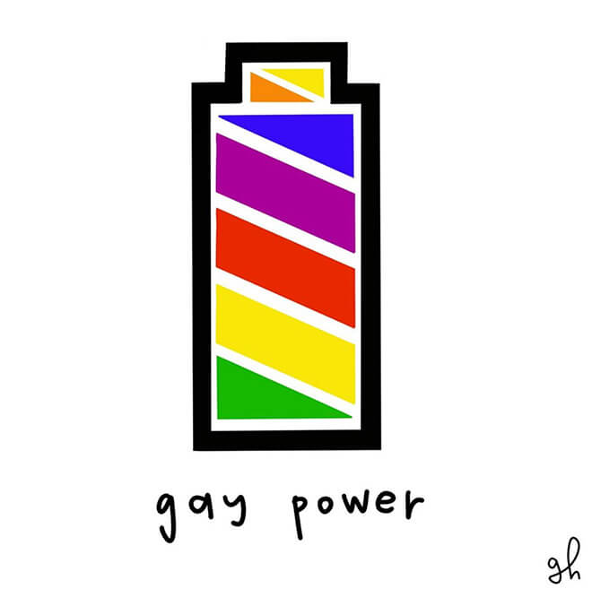 Rainbow colored battery illustration