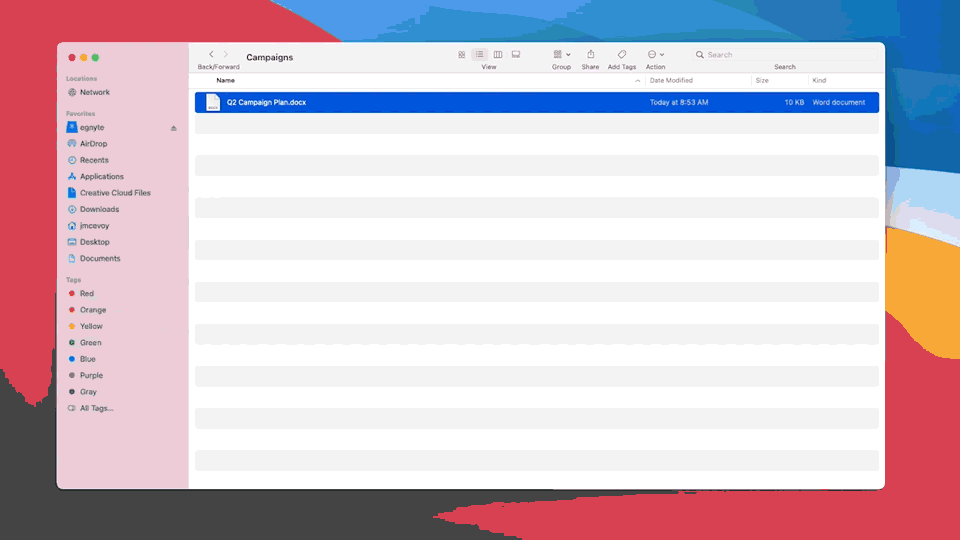 A GIF illustrating how to share links to files in Egnyte