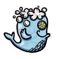 Baleine avec shampoing ecologique JU par Juliette sur la tete