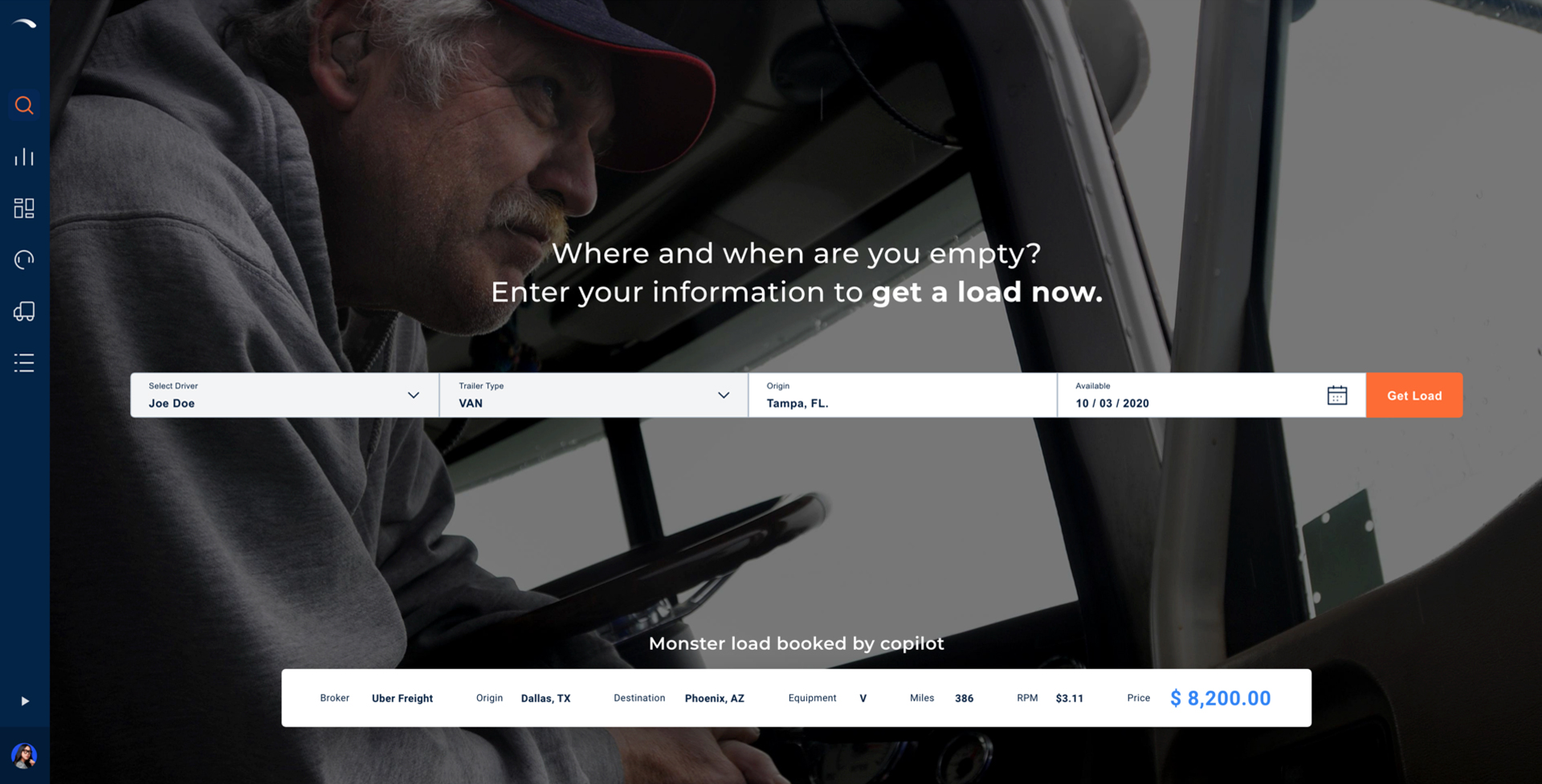 search bar for loads for truckers near you