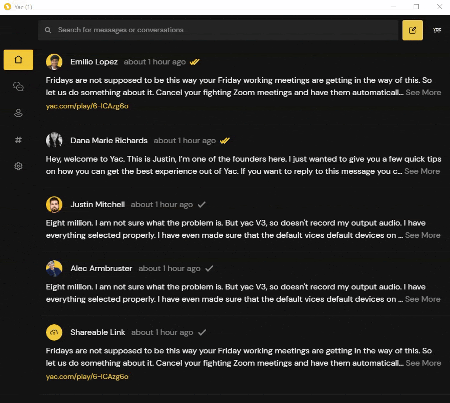 Yac checking for an update