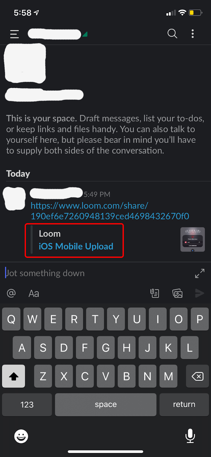 Loom Slack Voice message mobile