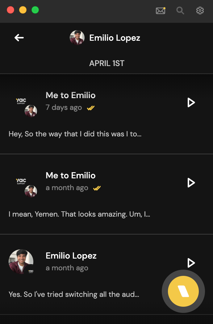 Yac asynchronous voice messaging