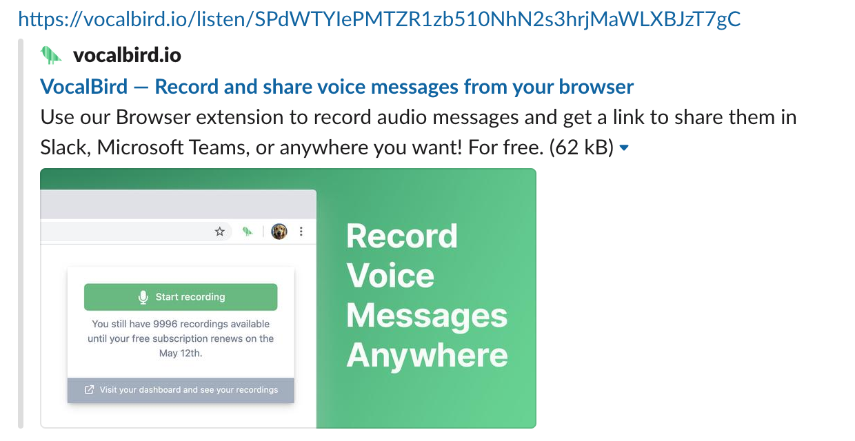 VocalBird record and share voice messages from browser