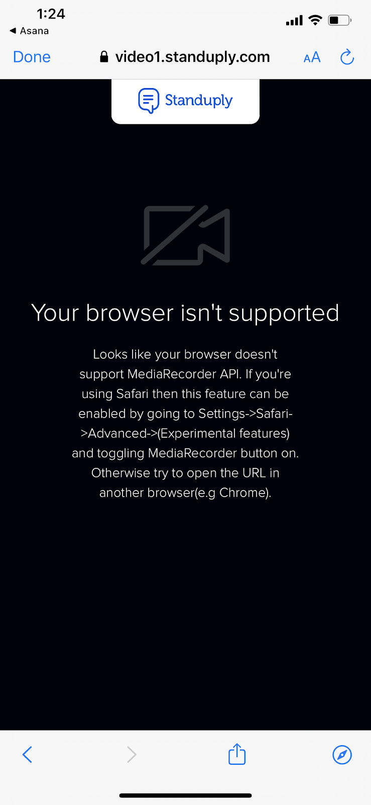 Standuply browser issues