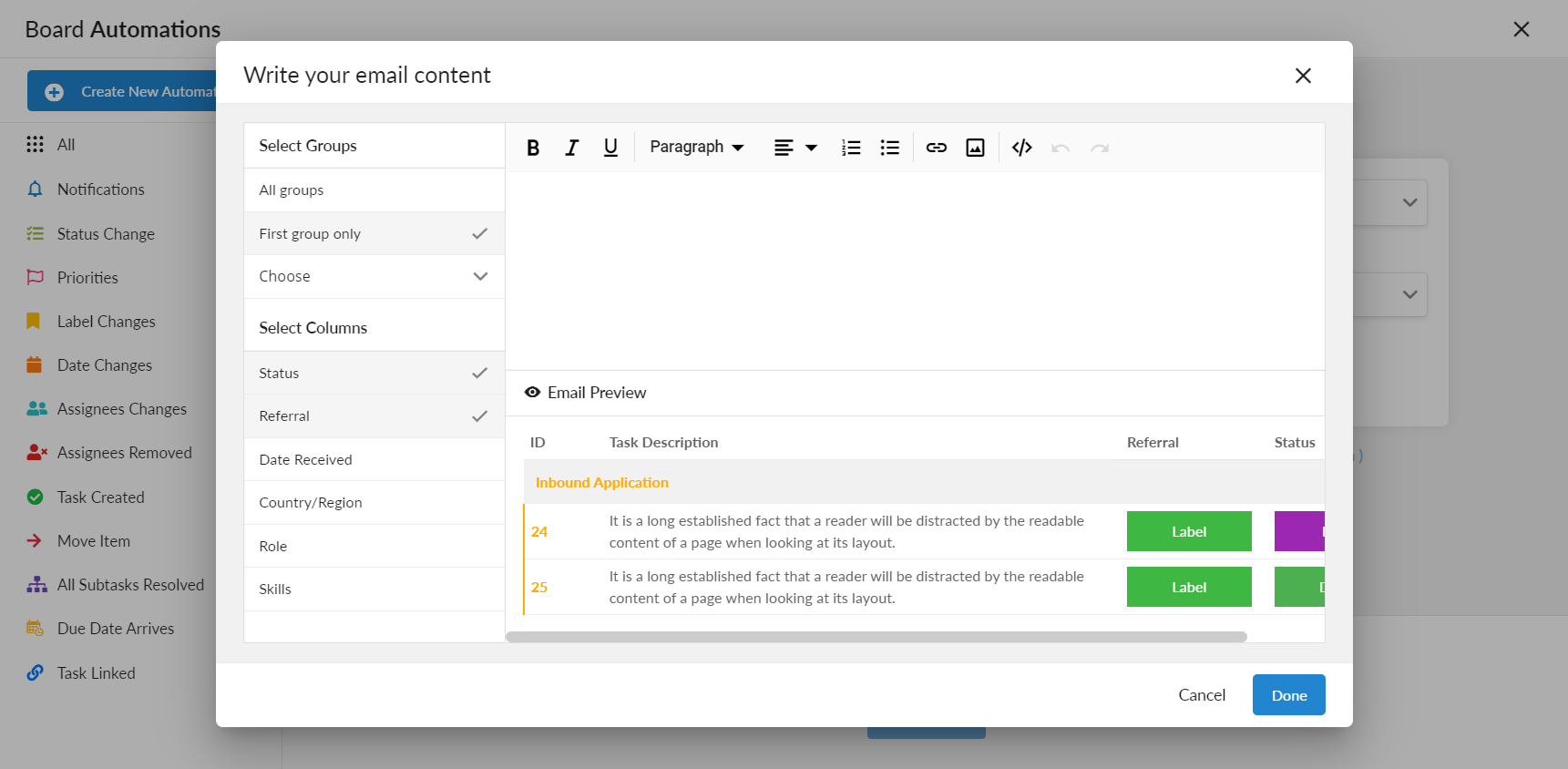 email automation in Anywhere