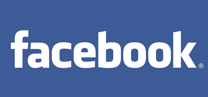 blue background with white wording that says facebook