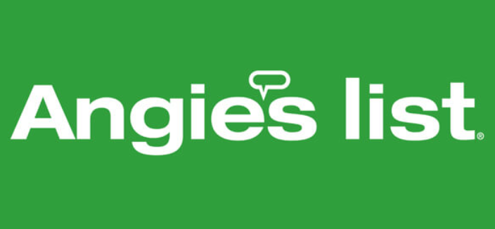 green background with white lettering that says Angie's List