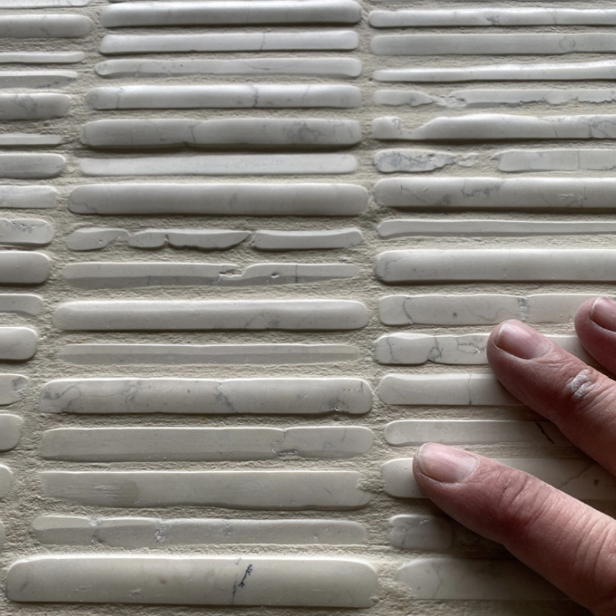 Timeworn Bianco Antico Marble Mesh Mounted Mosaic by Giovanni Barbieri