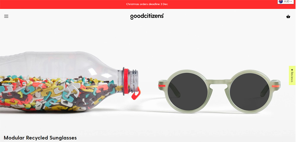 Good Citizens recycled sunglasses brand – example of good ethics and good customer experience