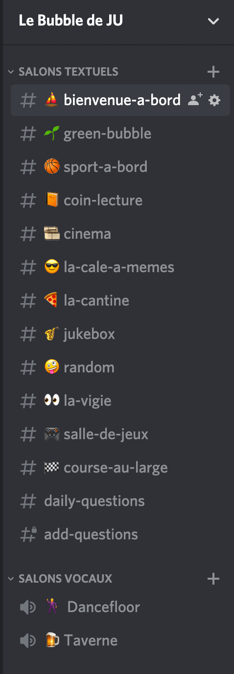 Channels Discord Bubble de JU