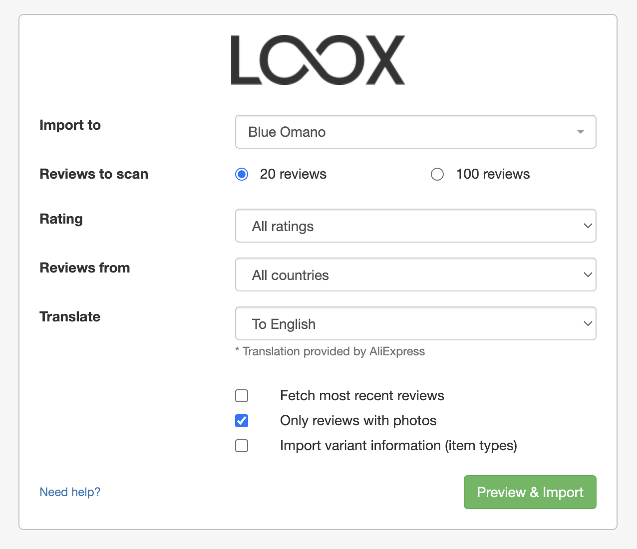 Before importing photo reviews from AliExpress by using Loox, Loox offers a lot of settings that make sure the quality is high