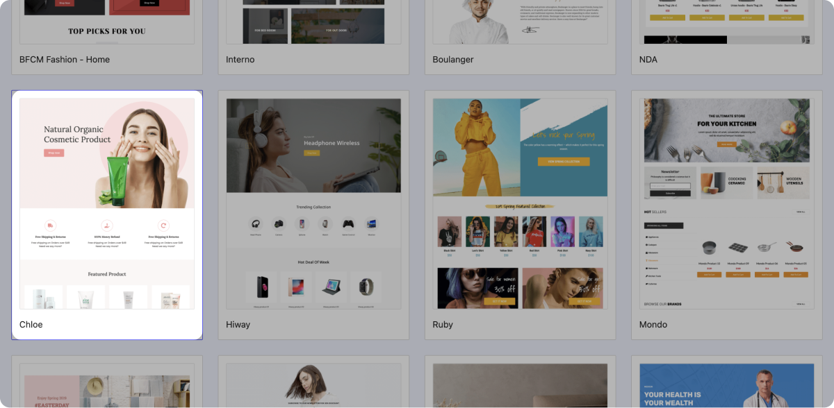 Start designing a Shopify homepage with a template