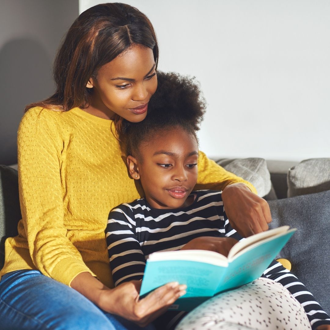 mom and daughter reading