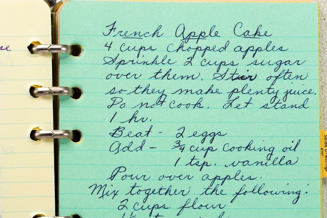 handwritten recipe