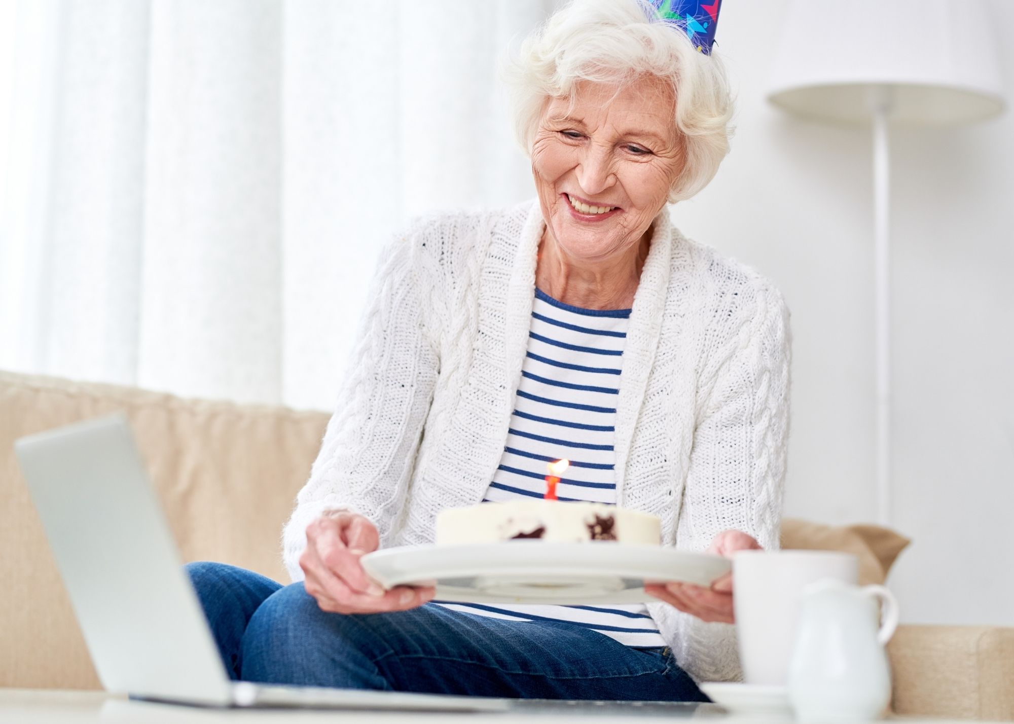 older woman making video