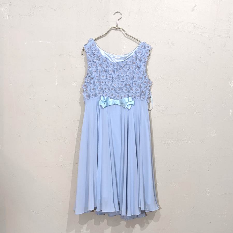 Dorry Doll お花刺繍リボンつき切替えワンピース M Freeサイズ ブルー Empty Dressy
