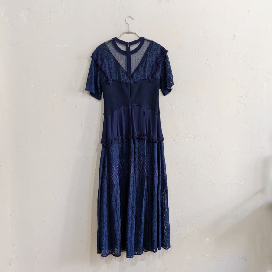 Snidel バリエーションレースロングワンピースドレス Sサイズ ネイビー Empty Dressy