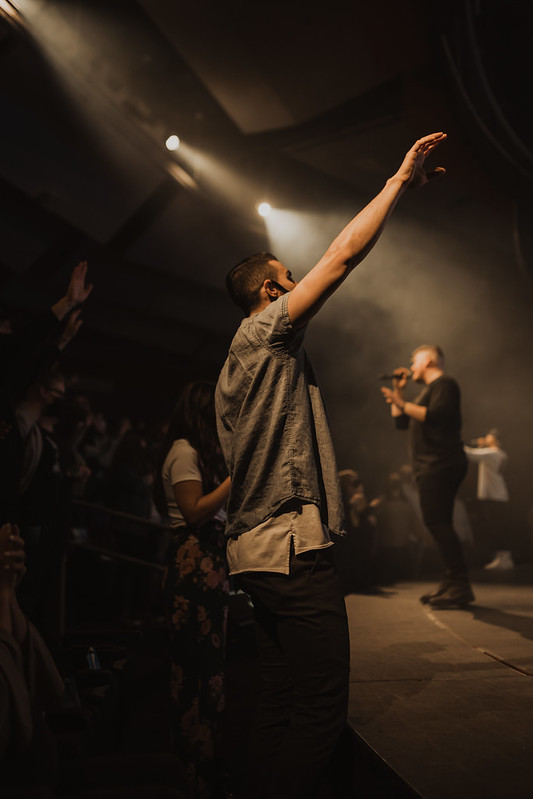 man worshipping at church in omaha nebraska