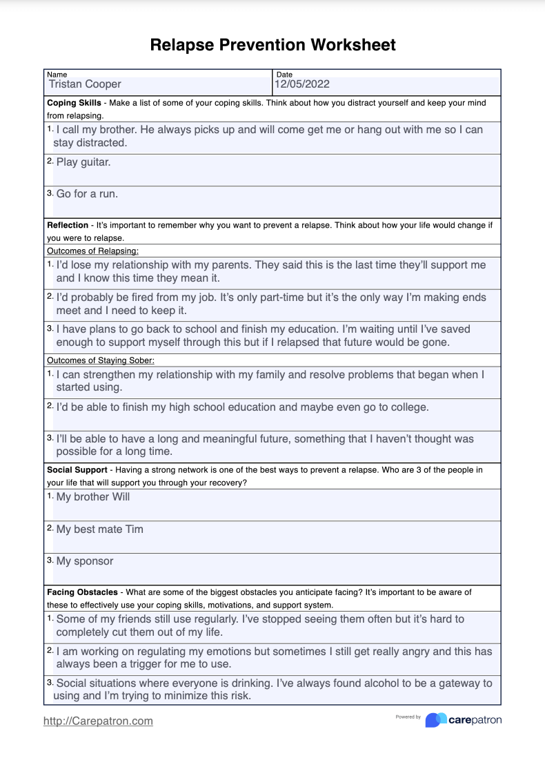 relapse prevention plan worksheets - Google Search | MOCDC Resources
