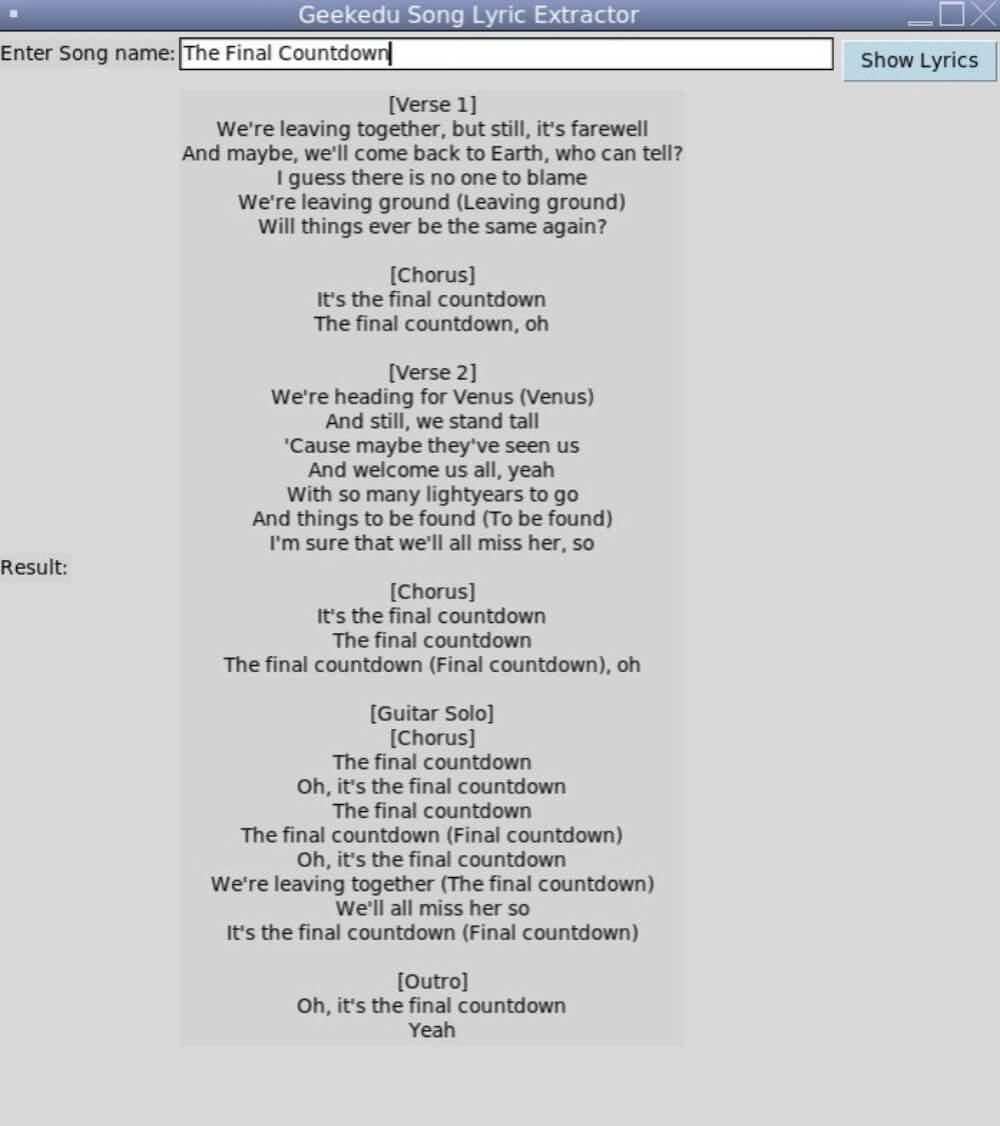 Final Song Lyrics