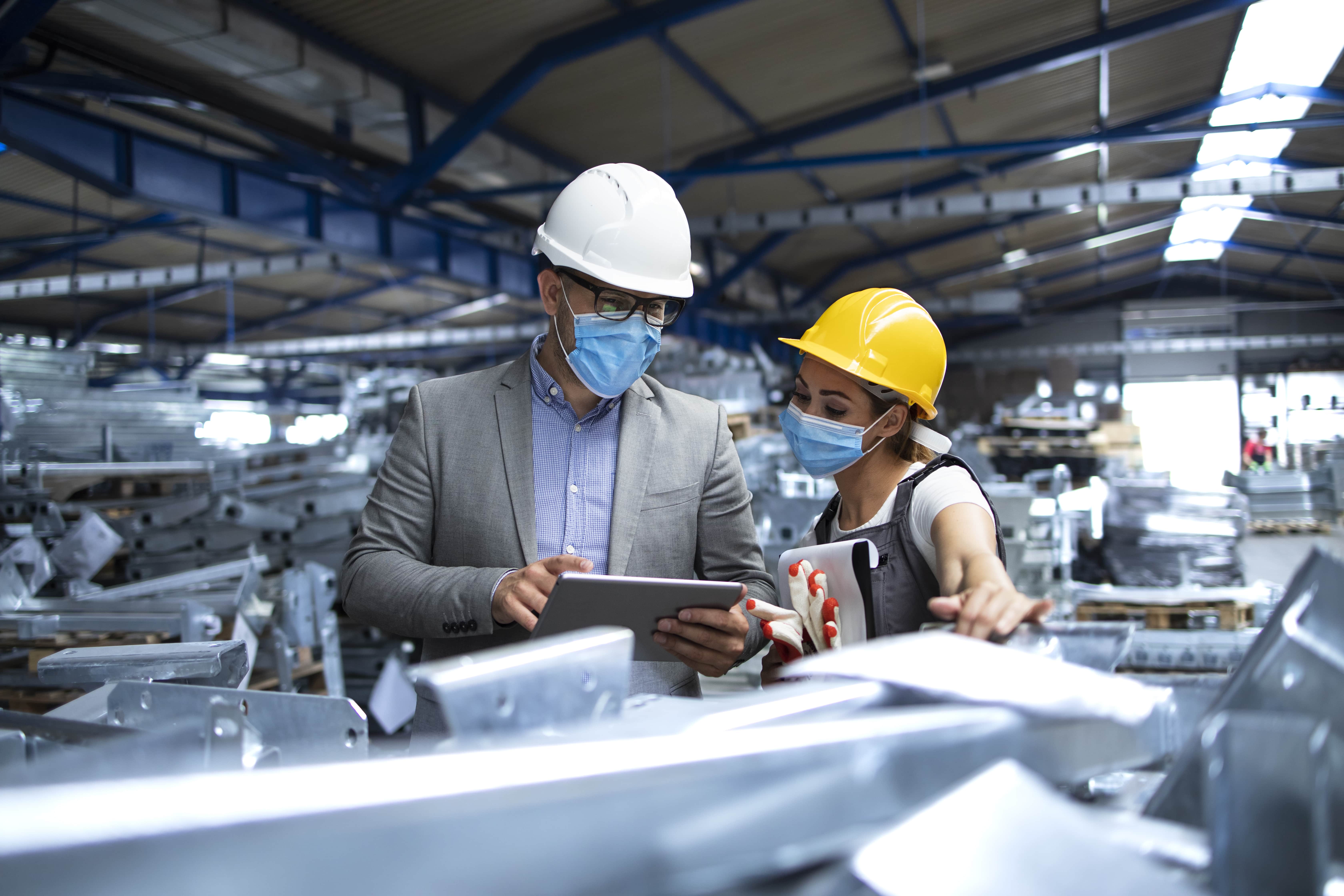 Safety workers checking health measures