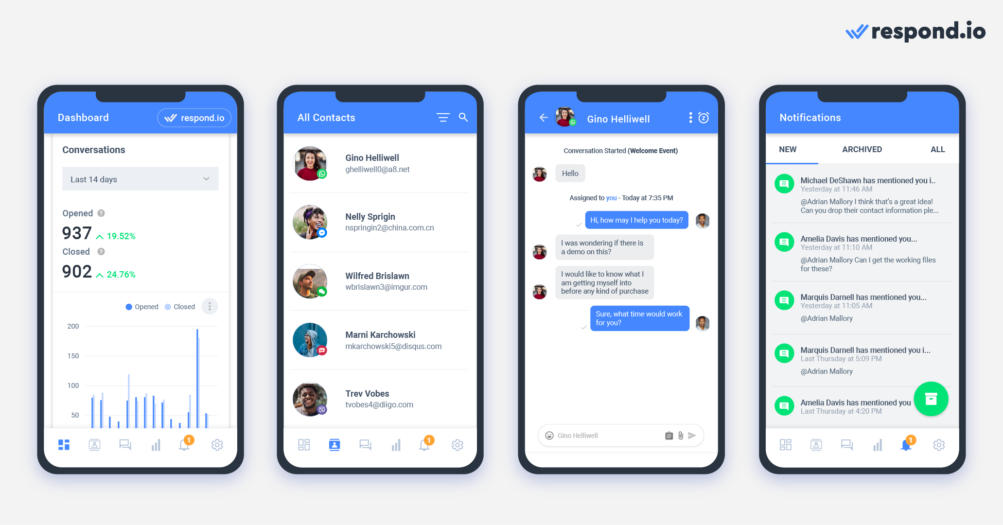 an image showing respond.io's mobile app