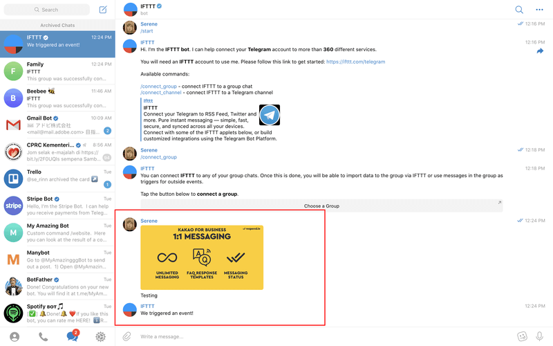 قم بتحميل ملف على تطبيق IFTTT Bot، وسيتزامن تلقائيا مع محرك Google.