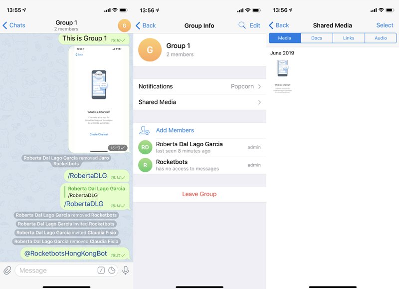 To browse through Telegram Groups shared media navigate to Info> Shared Media.
