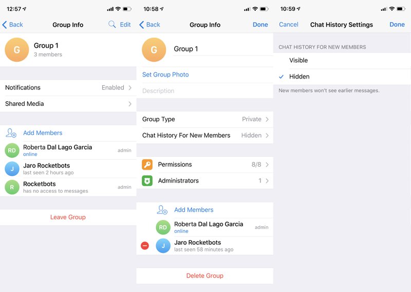 Telegram allows you to choose if new members get to see the chat history or not. So whether you want to keep your previous chats private or public, you can do that with Telegram Groups.