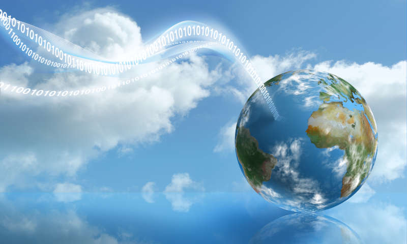Wereld met een binaire string ervoor.