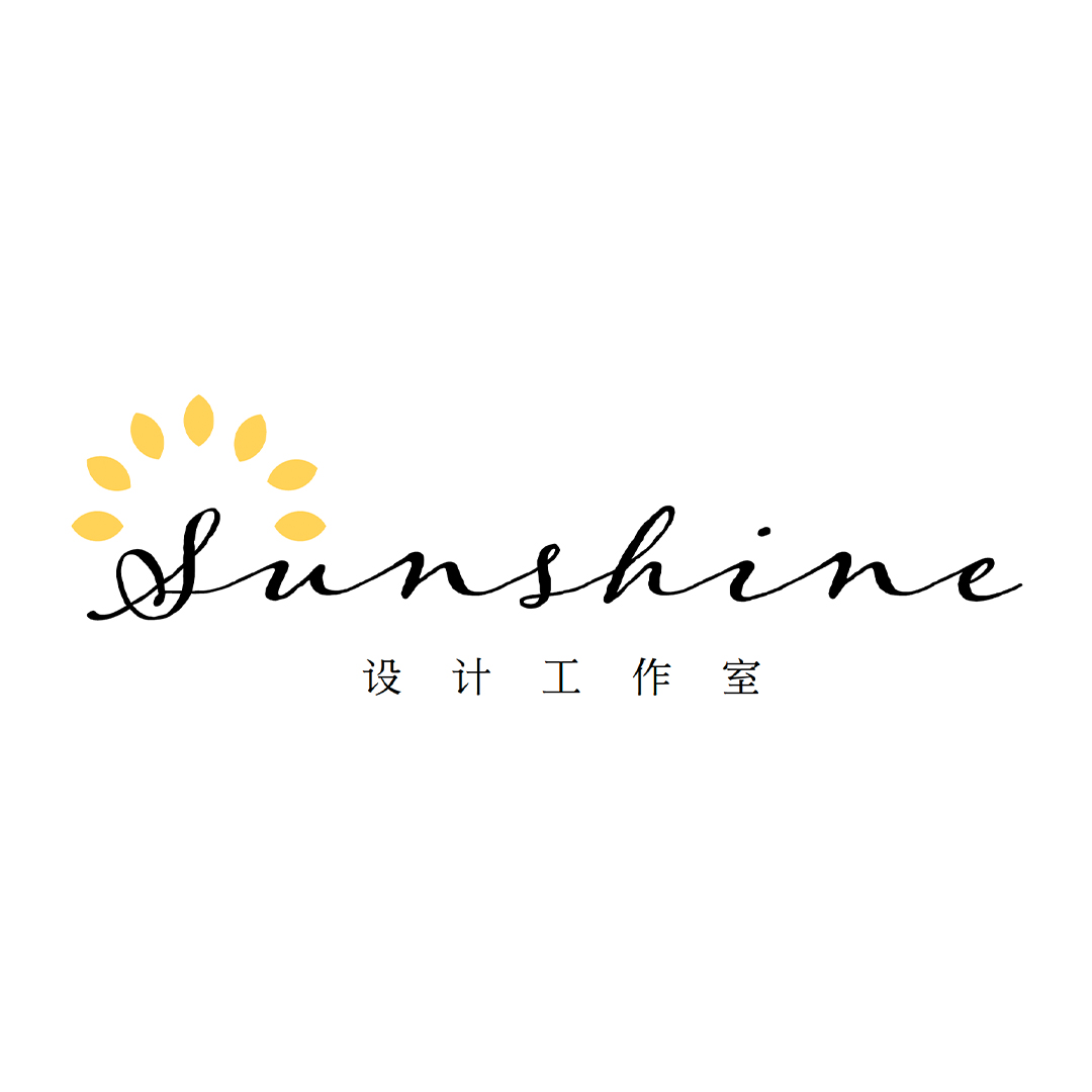 A logo of yellow flowers on a white background. The words read "Sunshine." Also there are mandarin characters below.