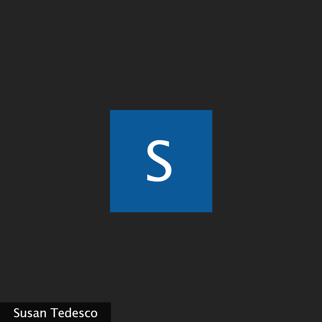 A black background with a white letter s in a blue square